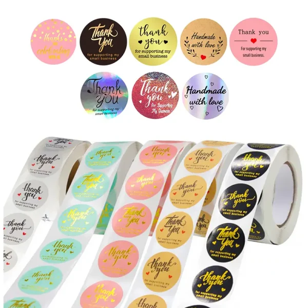 custom logo waterproof thank you sticker roll packaging label - Image 3